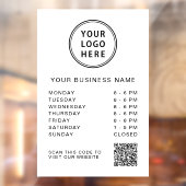 Autocollant Pour Fenêtre Logo Heures d'ouverture Affaires Code QR Blanc (Feuille 2)