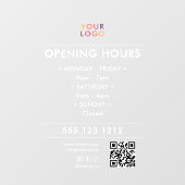 Autocollant Pour Fenêtre Logo Heures d'ouverture Code QR Entreprise (Feuille)