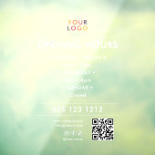 Autocollant Pour Fenêtre Logo Heures d'ouverture Code QR Entreprise (Feuille 3)
