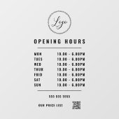 Autocollant Pour Fenêtre Logo Heures d'Ouverture Code QR Transparent Noir (Feuille)