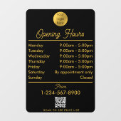 Autocollant Pour Fenêtre Logo Heures d'Ouverture Écriture Noir Or (Feuille)