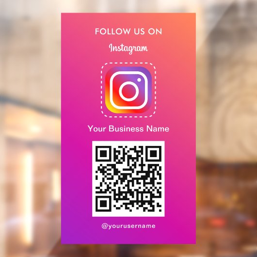 Autocollant Pour Fenêtre Logo Instagram Professionnel Code QR Suivez-moi (Feuille 2)