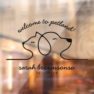 Autocollant Pour Fenêtre Logo Ligne Chien Chat Pethotel Petsitter grand