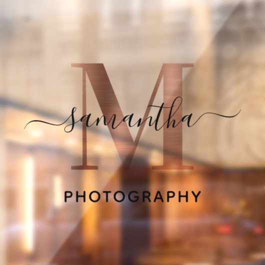 Autocollant Pour Fenêtre Logo M monogramme élégant en or rose Signature (Feuille 2)