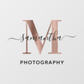 Autocollant Pour Fenêtre Logo M monogramme élégant en or rose Signature (Feuille)