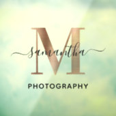 Autocollant Pour Fenêtre Logo M monogramme élégant en or rose Signature (Feuille 3)