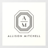 Autocollant Pour Fenêtre Logo Monogramme Art déco empilé sur ivoire (Feuille)