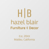 Autocollant Pour Fenêtre Logo Monogramme Or Moderne (Feuille)