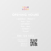 Autocollant Pour Fenêtre Logo Open Hours QR Code Business (Feuille)