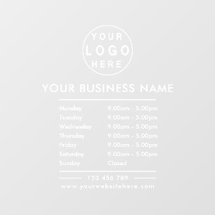 Autocollant Pour Fenêtre Logo personnalisé Heures d'ouverture Contacts