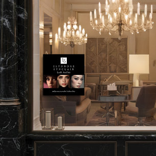 Autocollant Pour Fenêtre Logo Photo Minimaliste Lash Script Noir Blanc