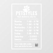 Autocollant Pour Fenêtre Logo Professionnel moderne Heures d'ouverture Blan (Feuille)