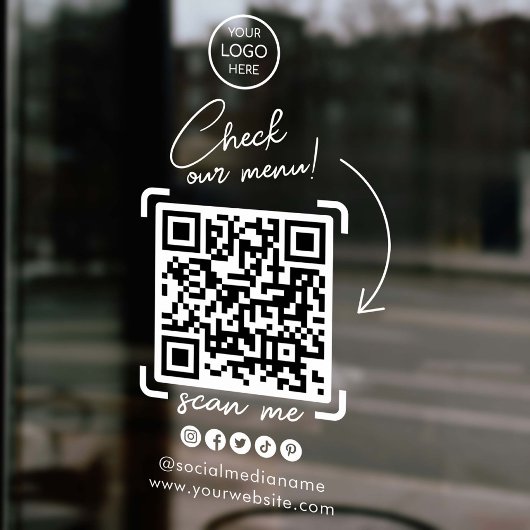 Autocollant Pour Fenêtre Logo professionnel personnalisé blanc QR Code Soci