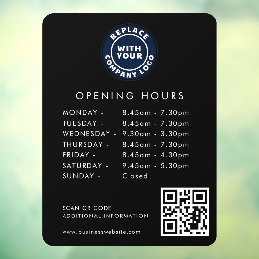 Autocollant Pour Fenêtre Logo professionnel personnalisé Code QR Heures d'o (Feuille 3)