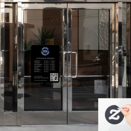 Autocollant Pour Fenêtre Logo professionnel personnalisé Code QR Heures d'o (Porte de bureau)