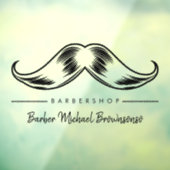 Autocollant Pour Fenêtre Logo simple de barbier moustachu (Feuille 3)