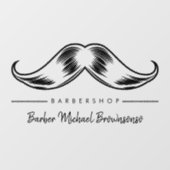 Autocollant Pour Fenêtre Logo simple de barbier moustachu (Feuille)