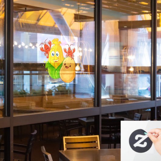 Autocollant Pour Fenêtre Louisiana Cajun Crawfish Potato Corn On The Cob (Fenêtre du restaurant)