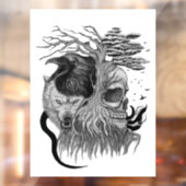 Autocollant Pour Fenêtre Loup et corbeau avec crâne (Feuille 2)