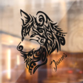 Autocollant Pour Fenêtre Loup tribal avec nom (Feuille 2)