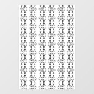 Autocollant Pour Fenêtre Love Blossoms : Typographie avec un Rose intégré