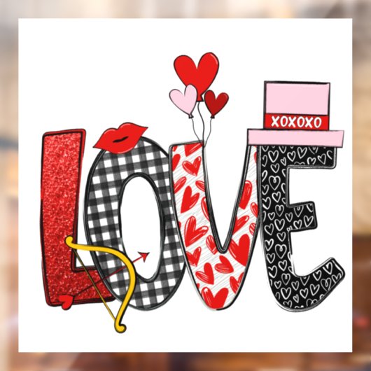 Autocollant Pour Fenêtre Love Doodle, Saint Valentin (Feuille 2)