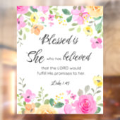 Autocollant Pour Fenêtre Luc 1:45 Béni est Elle, Écriture Féminine Floral (Feuille 2)