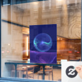 Autocollant Pour Fenêtre Lumineuse Bleu Violet Rêve Abstrait Fractal Art (Fenêtre de café)