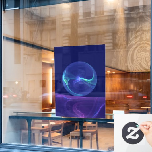 Autocollant Pour Fenêtre Lumineuse Bleu Violet Rêve Abstrait Fractal Art (Fenêtre de café)