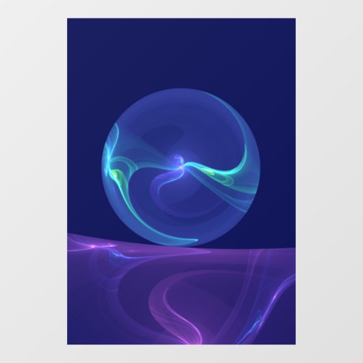 Autocollant Pour Fenêtre Lumineuse Bleu Violet Rêve Abstrait Fractal Art (Feuille)