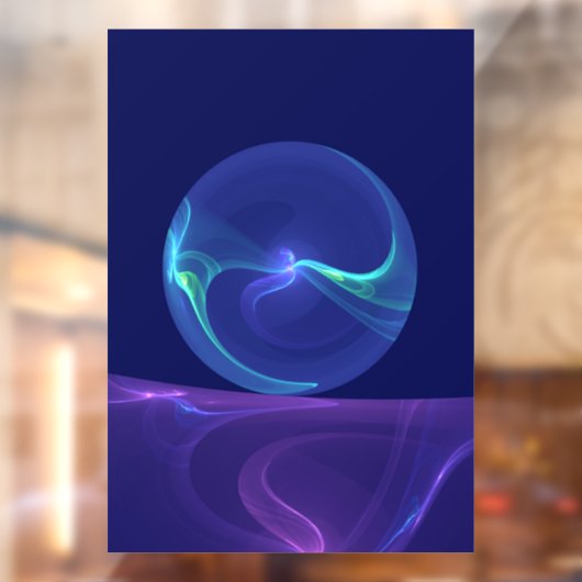 Autocollant Pour Fenêtre Lumineuse Bleu Violet Rêve Abstrait Fractal Art (Feuille 2)