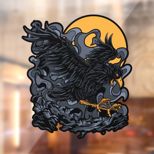 Autocollant Pour Fenêtre Lune de Corbeau Noir Effrayant (Feuille 2)