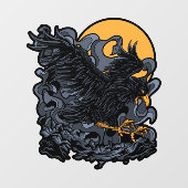 Autocollant Pour Fenêtre Lune de Corbeau Noir Effrayant (Feuille)