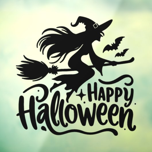 Autocollant Pour Fenêtre Lune de sorcières Joyeux Halloween (Feuille 3)