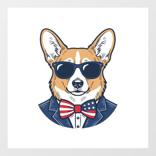 Autocollant Pour Fenêtre Lunettes de soleil Corgi patriotiques Art vectorie