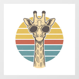 Autocollant Pour Fenêtre Lunettes de soleil girafe vintage vecteur crépuscu