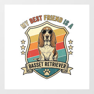 Autocollant Pour Fenêtre Lunettes de soleil Rétro Bouclier Chien Basset Ret