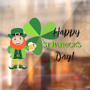 Autocollant Pour Fenêtre Lutin Trèfle Joyeuse Saint-Patrick