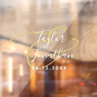 Autocollant Pour Fenêtre Luxe White & Gold Minimal Classy Mariage personnal