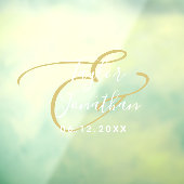 Autocollant Pour Fenêtre Luxe White & Gold Minimal Classy Mariage personnal (Feuille 3)