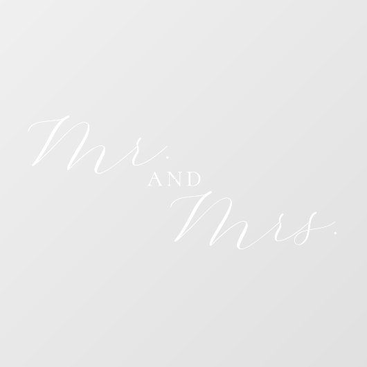 Autocollant Pour Fenêtre M. et Mme Elegant Mariage de script (Feuille)