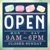 Autocollant Pour Fenêtre Macaron coloré amusant Heures d'ouverture Boulange (Feuille 3)