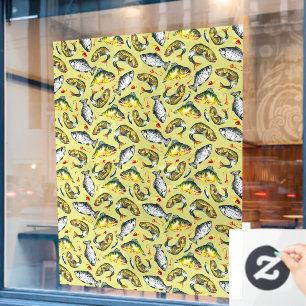 Autocollant Pour Fenêtre Magasin de pêche sportive motif de poisson grandeu