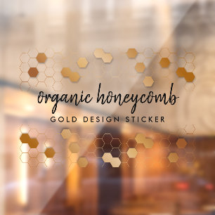 Autocollant Pour Fenêtre Magasin d'entreprise apicole Honeycomb Gold