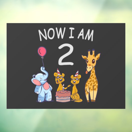 Autocollant Pour Fenêtre Maintenant, j'ai 2 ans 2e anniversaire au Zoo (Feuille 3)