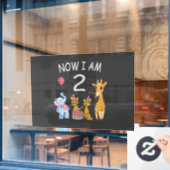 Autocollant Pour Fenêtre Maintenant, j'ai 2 ans 2e anniversaire au Zoo Baby (Fenêtre de café)