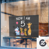 Autocollant Pour Fenêtre Maintenant, j'ai 5 ans 5e anniversaire au Zoo (Fenêtre de café)