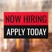 Autocollant Pour Fenêtre Maintenant l'embauche Postulez aujourd'hui Simple  (Feuille 2)