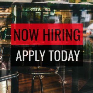 Autocollant Pour Fenêtre Maintenant l'embauche Postulez aujourd'hui Simple 