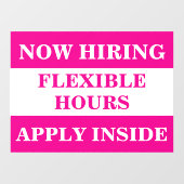 Autocollant Pour Fenêtre Maintenant, nous embauchons Aide recherchée Entrep (Feuille)